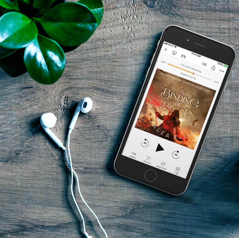Phone with the Audiobook of A Binding of Blood