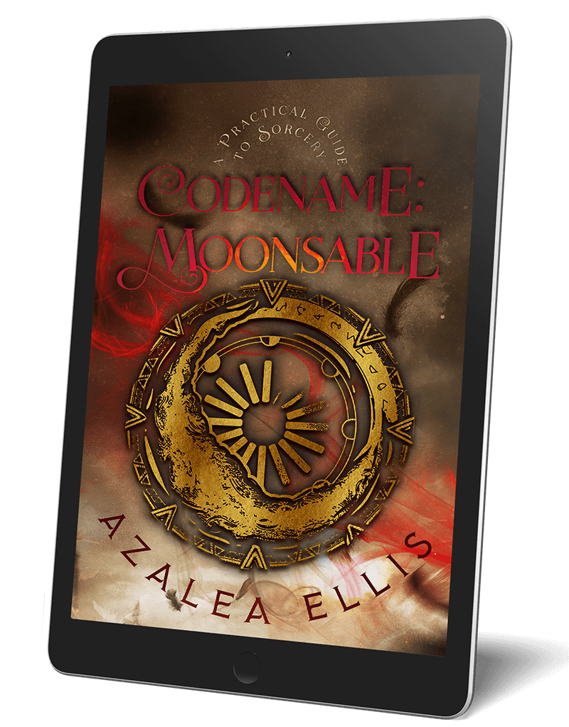 A tablet with the Codename Moonsable Ebook on it