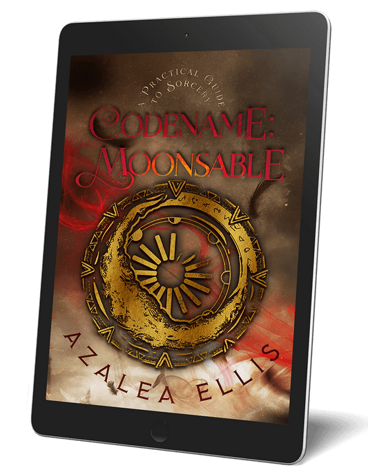 A tablet with the Codename Moonsable Ebook on it