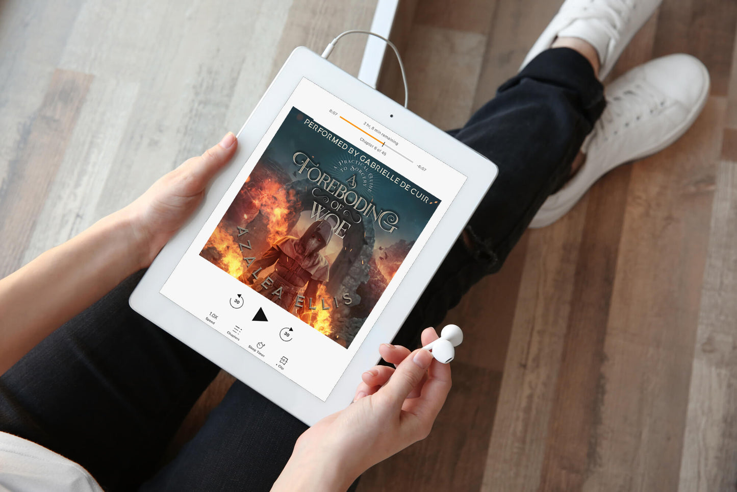 Tablet with the Audiobook of A Foreboding of Woe