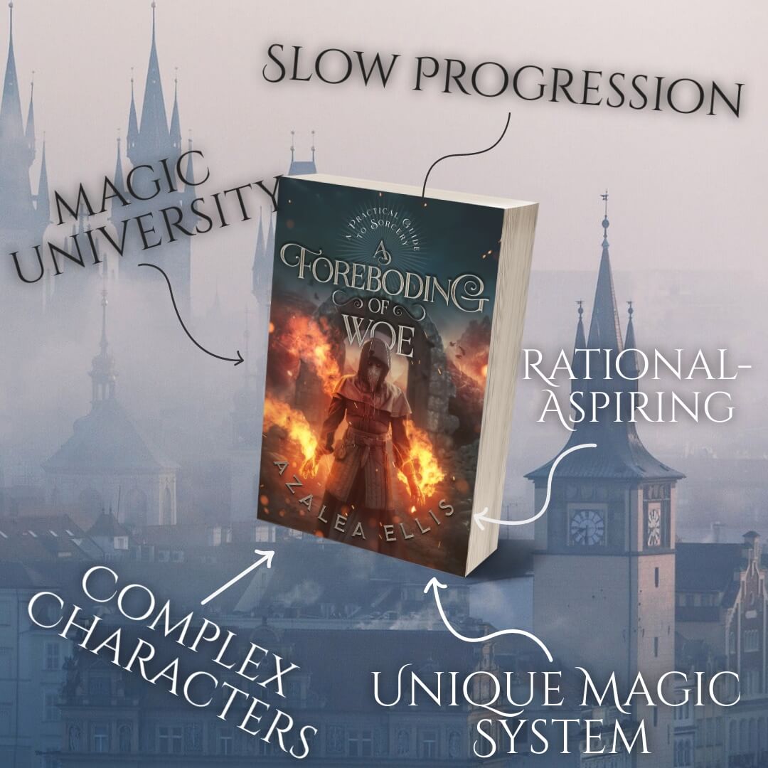 Paperback of A Foreboding of Woe, along with five of the book's tropes