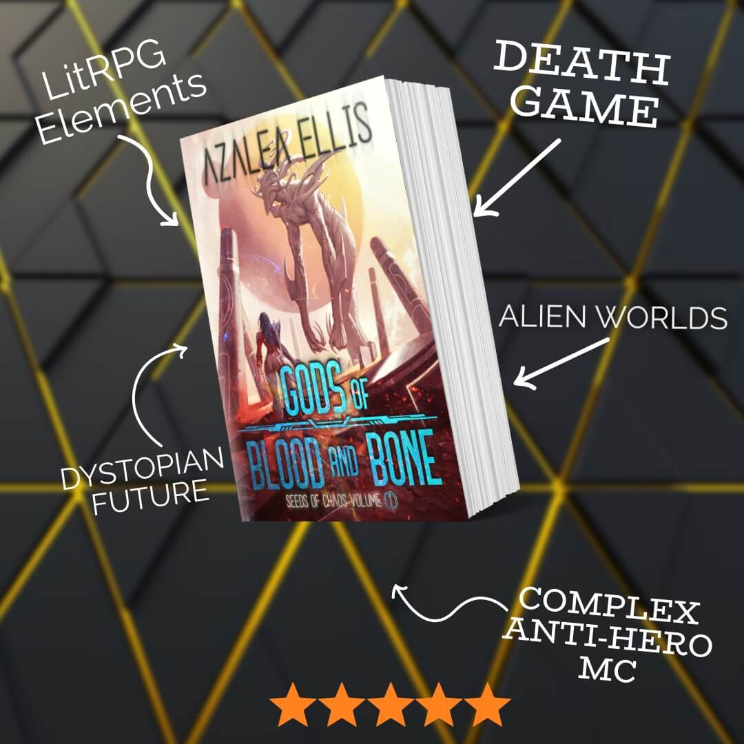 Paperback of Gods of Blood and Bone, along with five tropes