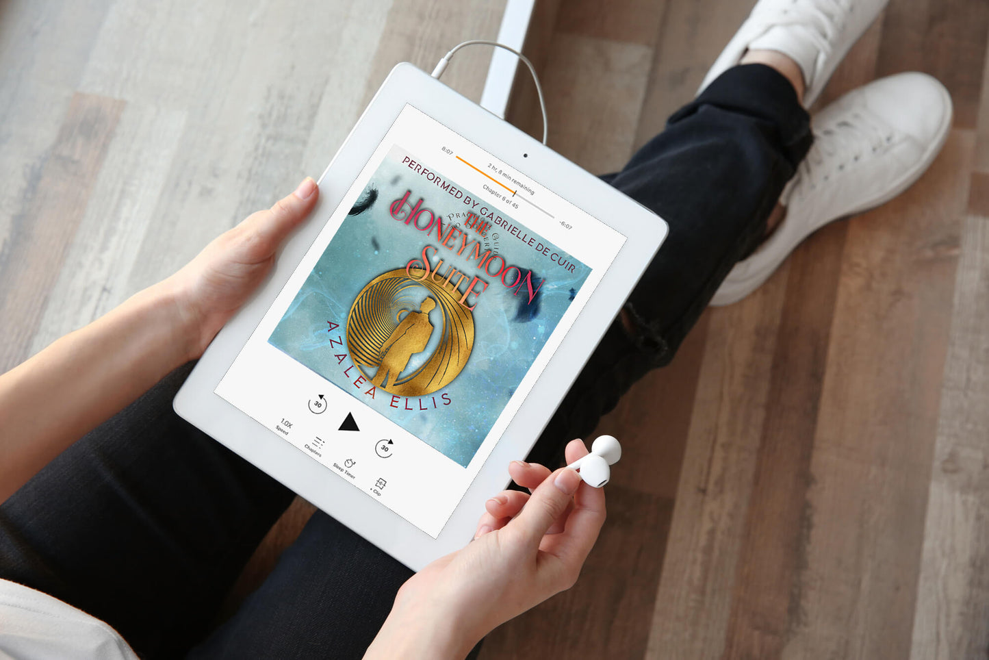 Tablet with Audiobook of The Honeymoon Suite