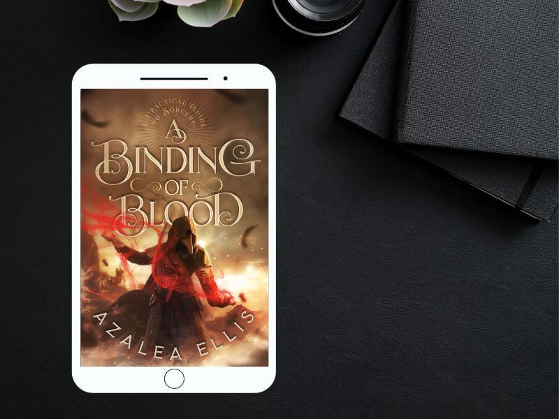 A tablet with A Binding of Blood Ebook on it