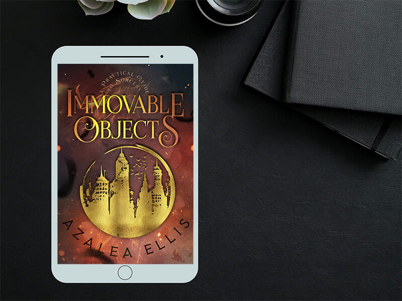 A tablet with Immovable Objects Ebook on it
