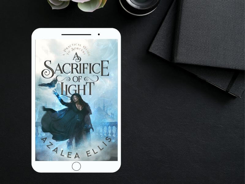 A tablet with A Sacrifice of Light Ebook on it