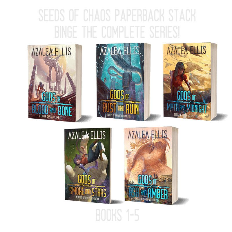 All five paperback books from the Seeds of Chaos books series